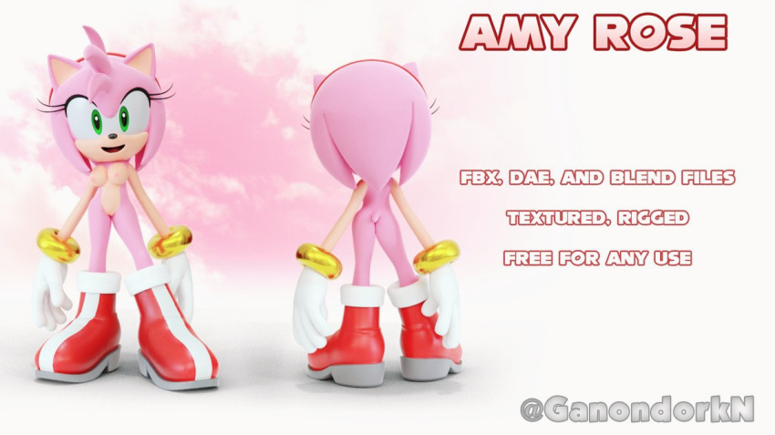 3d amy_rose ganondork pink_fur pink_hair sonic_(series)