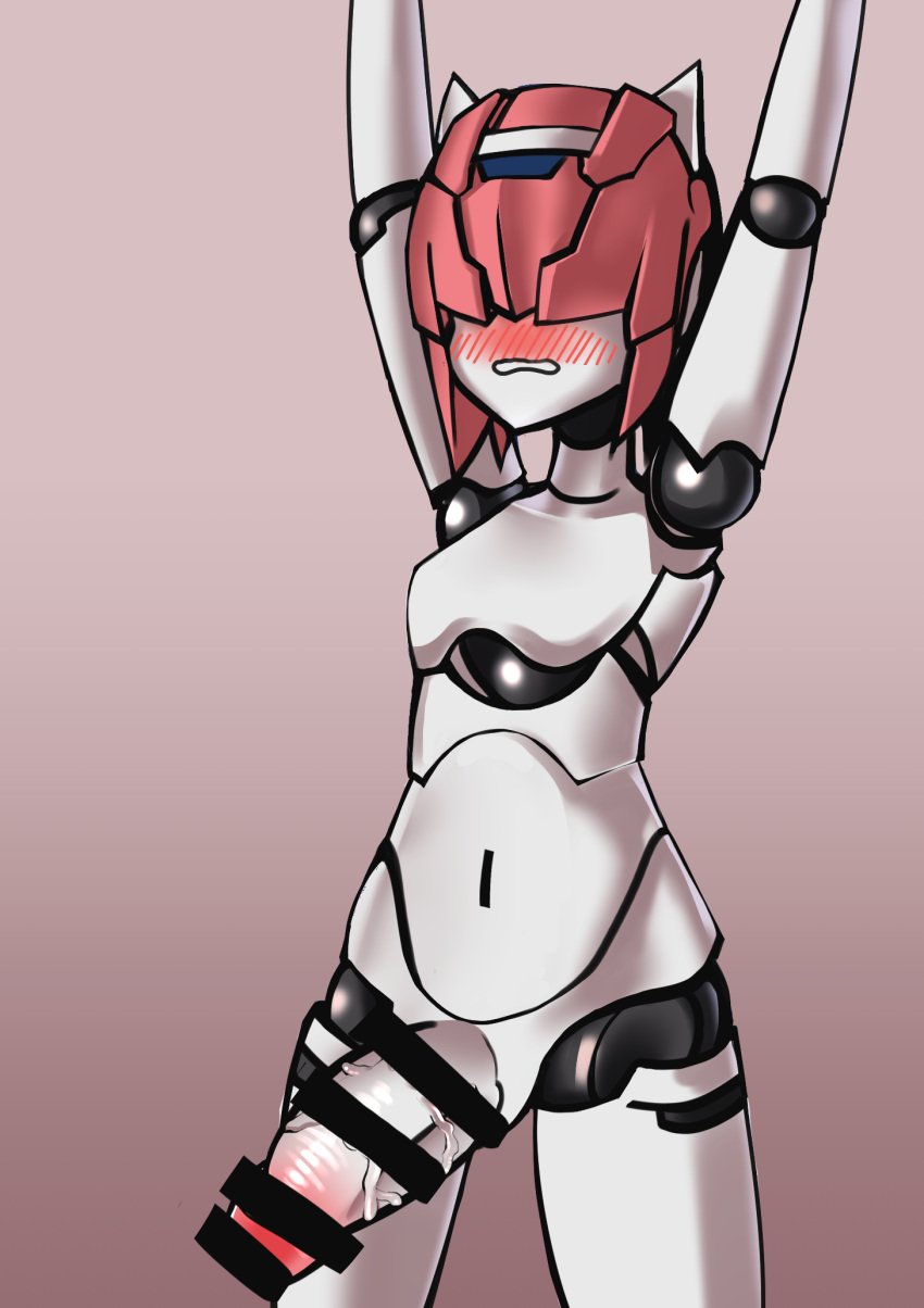 1boy blush censor_bar censored censored_penis eyeless eyeless_male femboy large_penis male male_only nude nude_male penis robot robot_boy robot_neoanthropinae_polynian shamrock_(polynian) solo solo_male