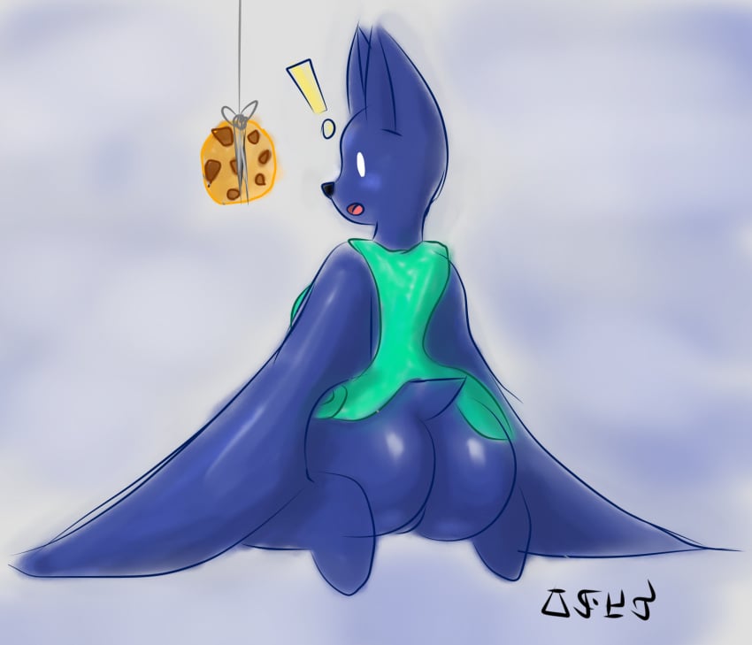 ! 2021 anthro ass bat_(cave_story) big_butt big_ears biped black_nose blue_body breasts cave_story chiropteran clothed clothing cookie digital_drawing_(artwork) digital_media_(artwork) dot_eyes enemy exclamation_point fan_character female food genitals hi_res jose-497 mammal membrane_(anatomy) membranous_wings noir_(jose-497) open_mouth partially_clothed pussy signature simple_background small_tail solo surprise thick_thighs topwear video_games white_eyes wide_hips wings