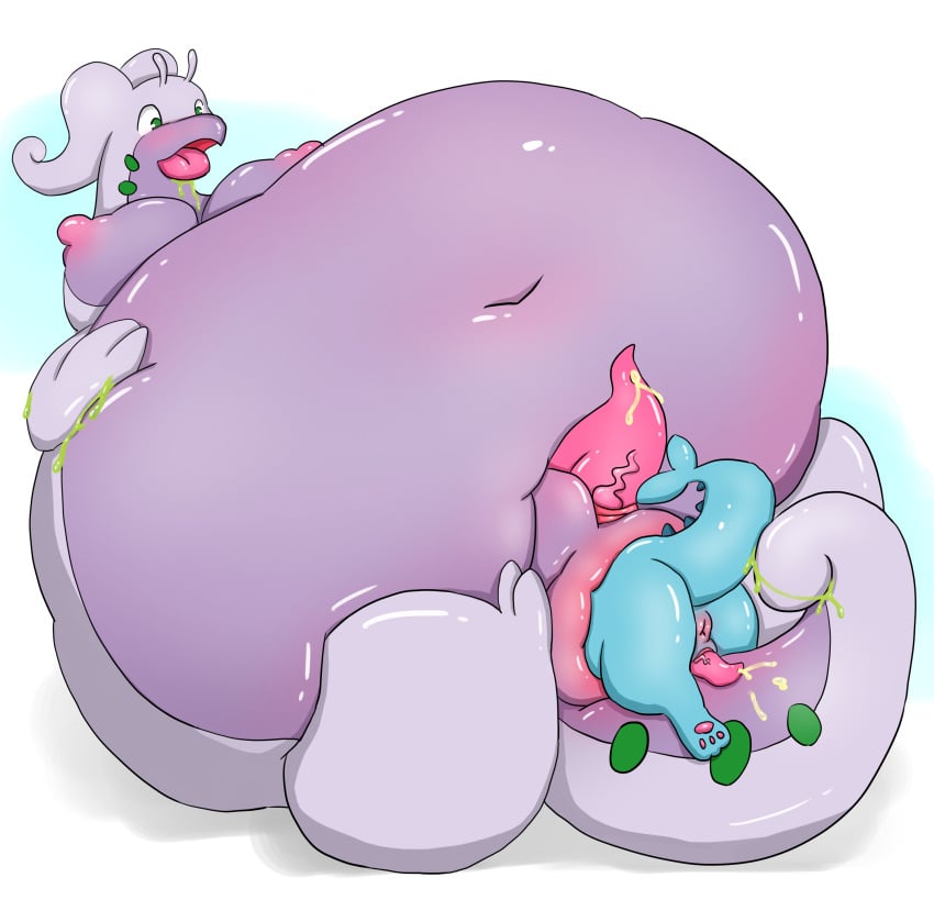 absurd_res anal anal_vore animal_genitalia animal_penis anthro anus bboing belly big_belly bodily_fluids breasts cetacean_penis cum cum_on_penis duo eeveelution feral futanari genital_fluids genitals goodra gynomorph hi_res huge_belly hyper hyper_belly intersex intersex/male male nintendo nipples penis pokémon_(species) pokemon pokemon_(species) puffy_anus purple_body size_difference tapering_penis tongue tongue_out vaporeon video_games vore