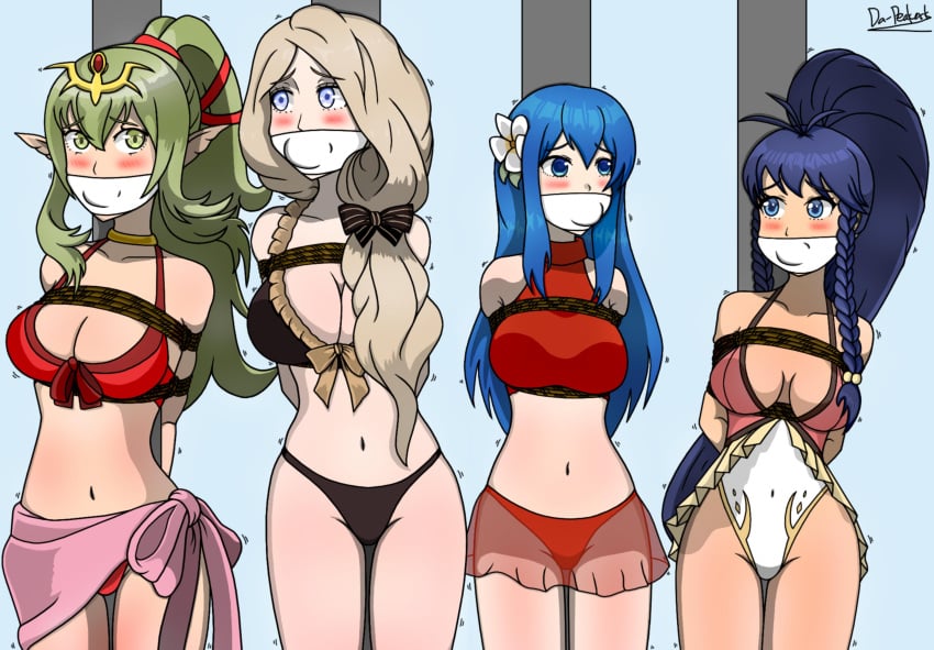 1girls adult alternate_costume arms_behind_back ball_gag bare_midriff bare_thighs bikini black_bikini black_swimsuit blonde_hair blue_eyes blue_hair blush bondage bound bound_to_pole braid breasts brown_bikini brown_swimsuit caeda_(fire_emblem) caeda_(summer)_(fire_emblem) cleavage cloth_gag da-peakock female female_only femsub fire_emblem fire_emblem:_mystery_of_the_emblem fire_emblem:_shadow_dragon_and_the_blade_of_light fire_emblem:_the_sacred_stones fire_emblem:_three_houses fire_emblem_awakening fire_emblem_heroes flower gag gagged green_eyes green_hair hair_flower hair_over_shoulder large_breasts long_hair medium_breasts mercedes_von_martritz mercedes_von_martritz_(summer) midriff more_at_source navel nintendo official_alternate_costume one-piece_swimsuit pink_swimsuit pointy_ears ponytail red_bikini red_swimsuit rope rope_bondage sarong see-through side_ponytail solo swimsuit tana_(fire_emblem) tana_(summer)_(fire_emblem) thighs tied_to_pole tied_up tiki_(adult)_(fire_emblem) tiki_(adult)_(summer)_(fire_emblem) tiki_(fire_emblem) twin_braids very_long_hair