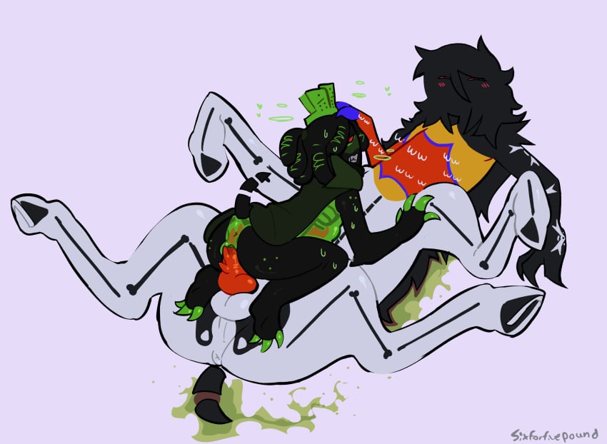 1x1x1x1 1x1x1x1_(forsaken) blush centaur centauroid female forsaken_(roblox) heart_symbol hooves knot long_hair oc oc_x_canon ocxcanon on_back original_character penetration roblox roblox_game robloxian self_upload sixforfivepound size_difference spread_legs tagme taur transparent_body trojan_(sixforfivepound) vaginal_penetration