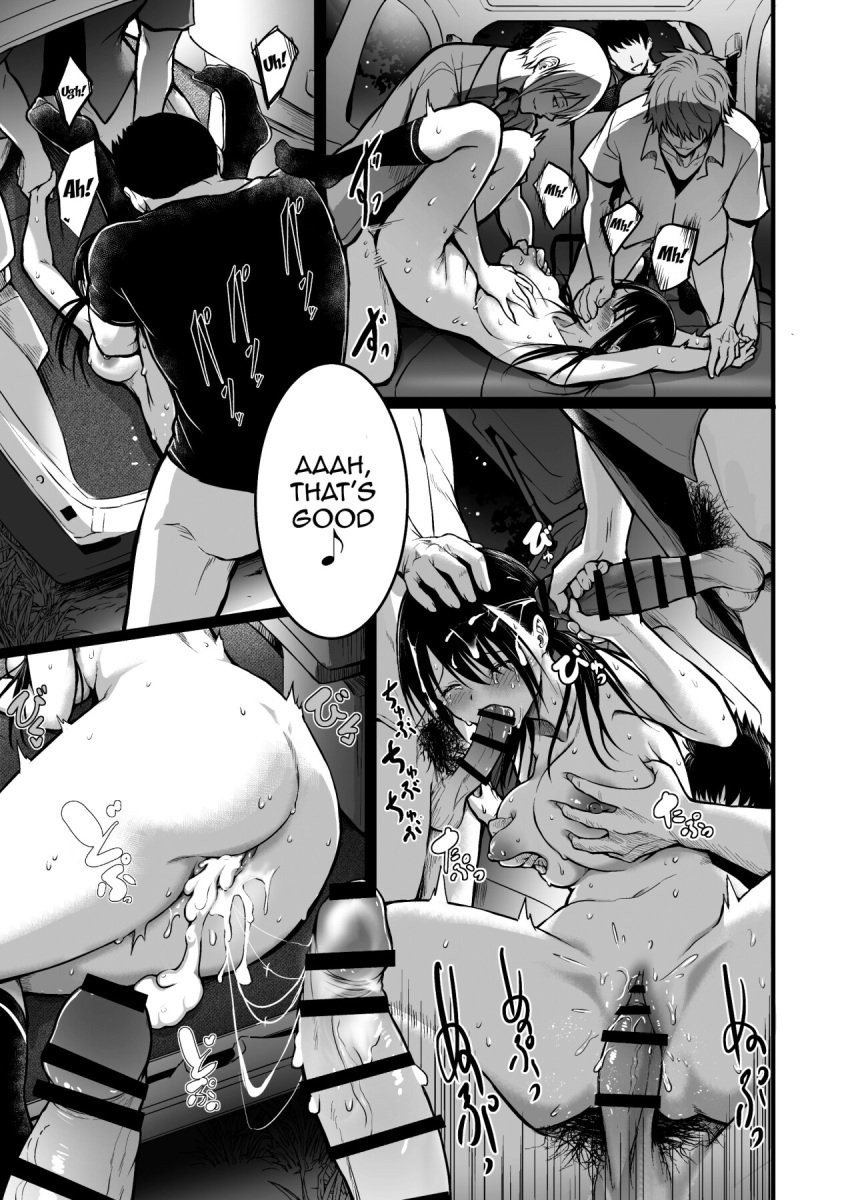 1girls assisted_rape car censored crying cum_in_mouth cum_in_pussy cum_inside dialogue erect_clitoris female gangbang gangrape hand_on_head held_down multiple_boys pinned_down rape spitroast takashi text