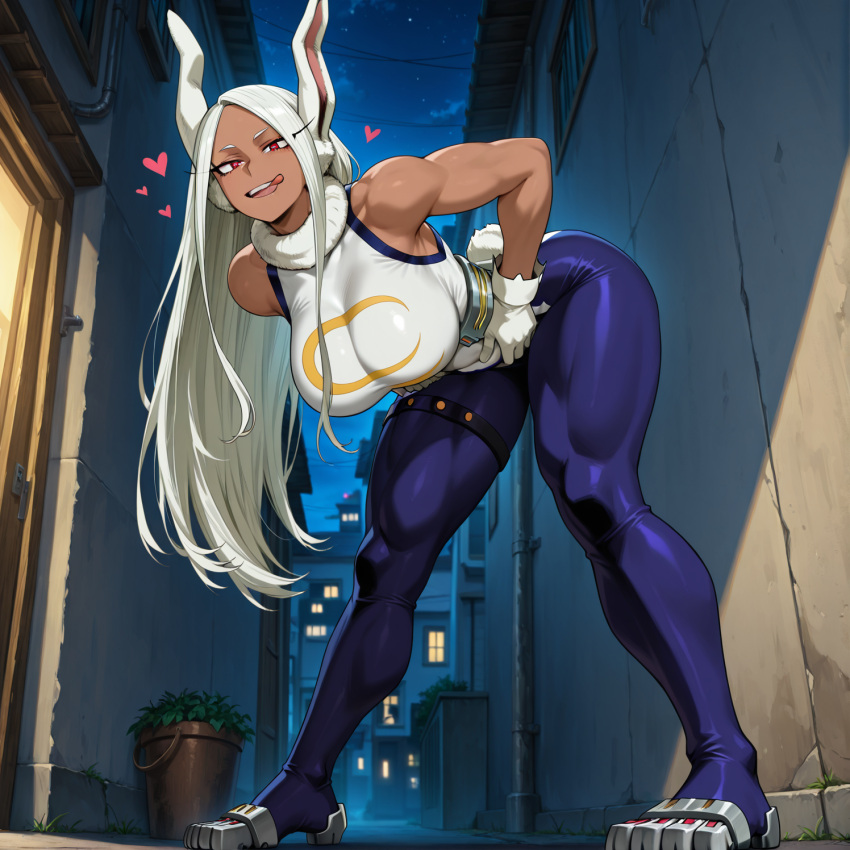ai ai_generated breasts bunny_ears bunny_girl bunny_tail heat my_hero_academia text usagiyama_rumi usagiyama_rumi_(hero_outfit)