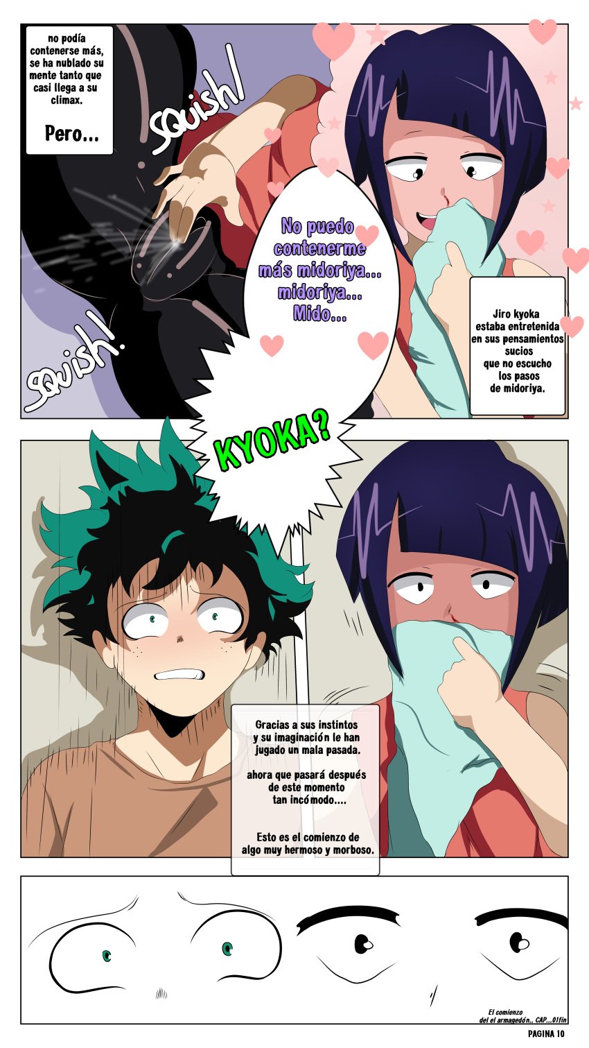1boy 1girls alexweyxd female izuku_midoriya jirou_kyouka kyoka_jiro male masturbation midoriya_izuku my_hero_academia panic squirting uncovered