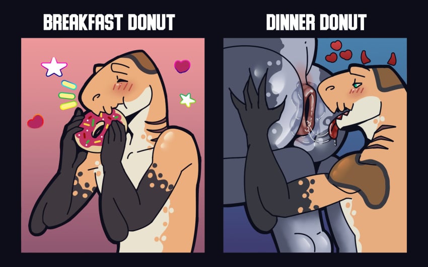 anal anthro anthro_only anus ass big_butt blush crazmax dessert digital_media_(artwork) donut_anus doughnut duo fish food gay hi_res licking male male/male marine meme nude oral pastry puffy_anus rimming sex shark simple_background smile teeth text tongue tongue_out