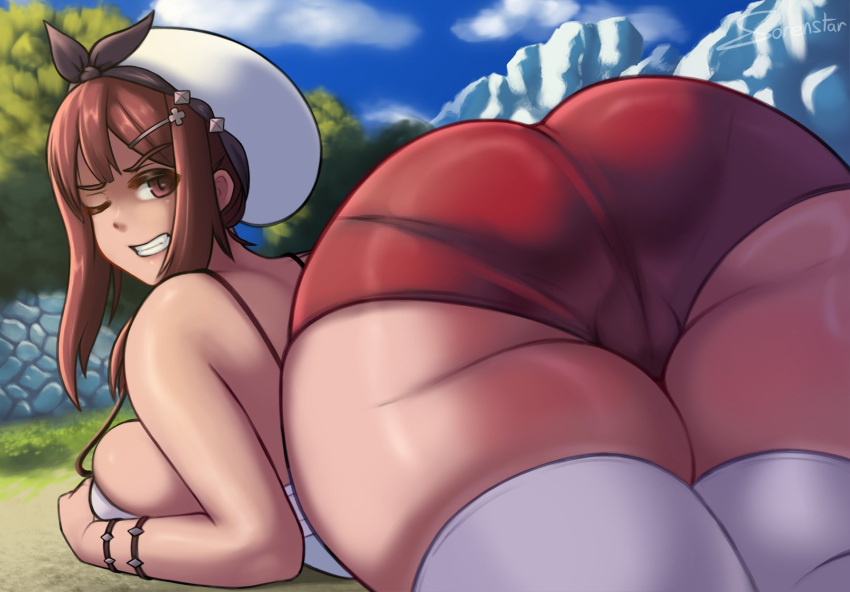 1girls ass atelier_(series) atelier_ryza big_ass female female_only huge_ass reisalin_stout solo sorenstarz thick_thighs wide_hips