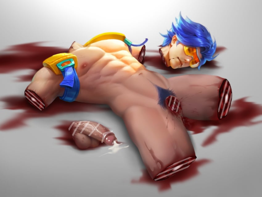 ball_crushing blood_splatter dead_eyes death gore guro male male_death male_only muscles muscular quillen_(arena_of_valor) solo tagme