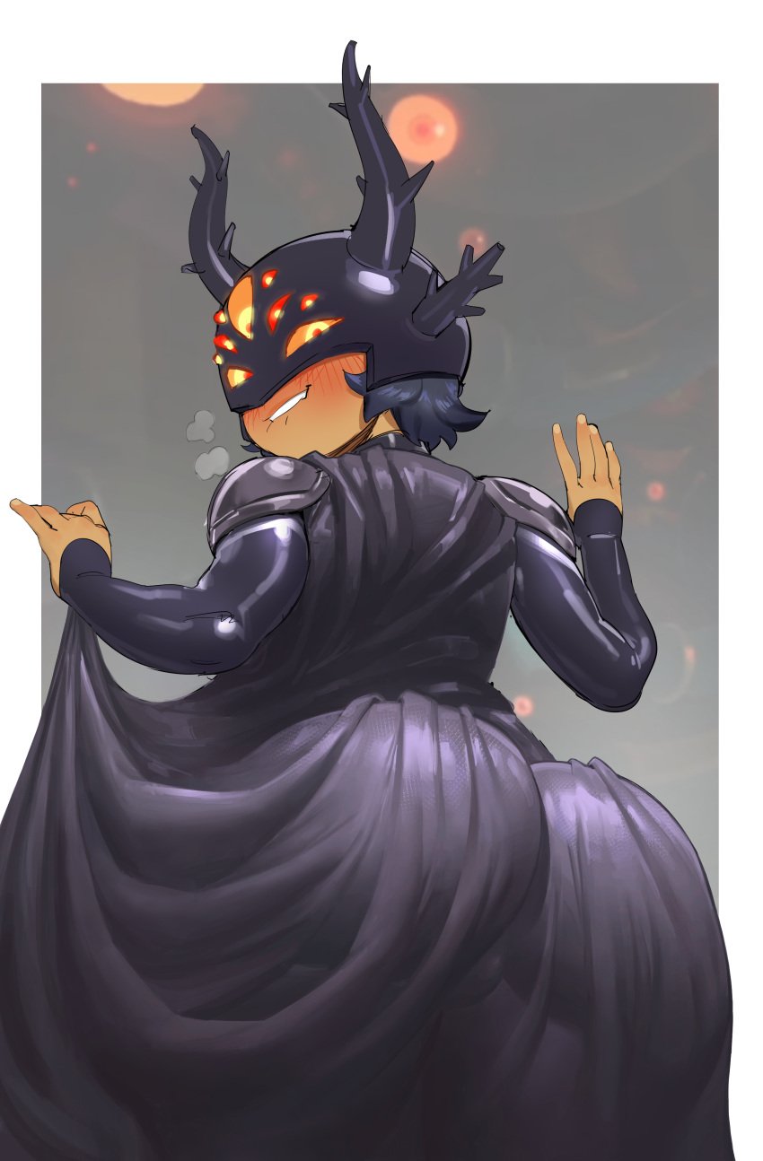 1girls amphibia ass_in_dress black_hair darcy_wu disney_channel dress female fully_clothed highres looking_back_at_viewer mr._bingle smile smiling thick_ass