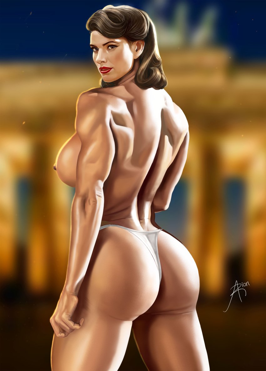 1girls 5:7 alternate_ass_size alternate_breast_size arion69 artist_name berlin big_ass big_butt blurred_background brandenburg_gate british captain_carter disney+ female female_only from_behind glistening_breasts glistening_butt glistening_hair glistening_skin hayley_atwell human human_only light-skinned_female light_skin looking_at_viewer looking_back marvel marvel_cinematic_universe mature mature_female muscular muscular_female night nude nude_female panties peggy_carter public_topless shiny_body short_brown_hair short_hair_female sideboob three-quarter_portrait topless topless_female underwear voluptuous voluptuous_female what_if...?