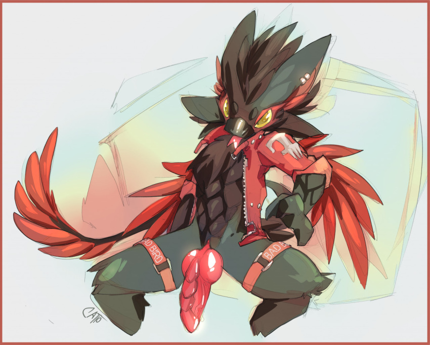 2021 4_ears anthro avali avian capcom catto_(artist) erection feathers flying_wyvern fur genitals hybrid knot looking_at_viewer male monster_hunter multi_ear nargacuga penis presenting presenting_penis solo spread_legs spreading video_games