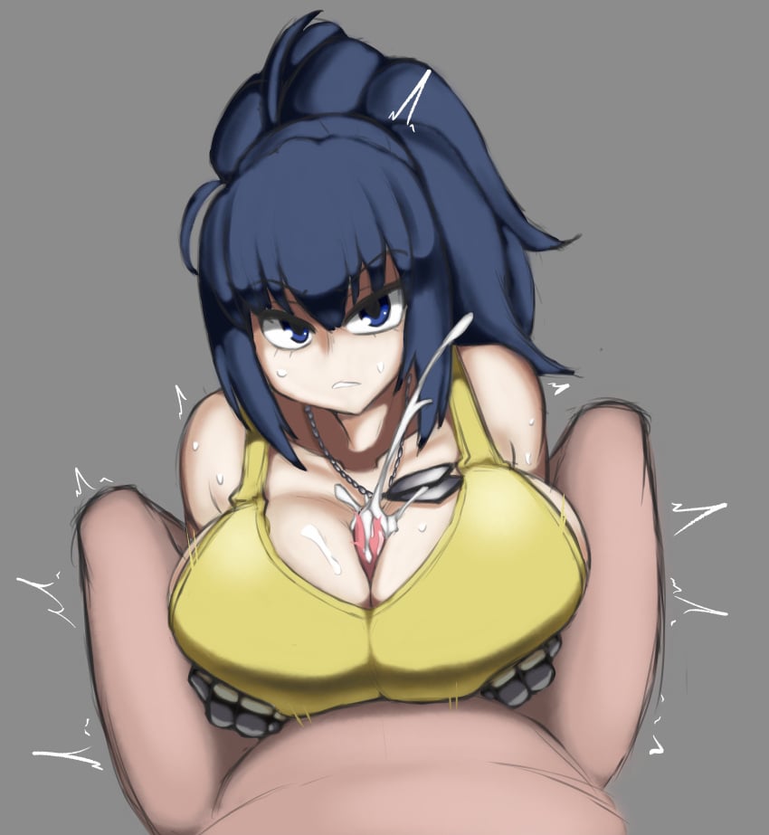 1boy 1girls alternate_breast_size big_breasts breast_grab breast_hold breasts cfnm cum cum_between_breasts dizner dog_tags ejaculation ejaculation_between_breasts engulfing_paizuri female huge_breasts ikari_warriors king_of_fighters large_breasts leona_heidern male nude nude_male paizuri paizuri_lead_by_female paizuri_on_lap paizuri_under_clothes penis projectile_cum snk straight sweat tip_peeking