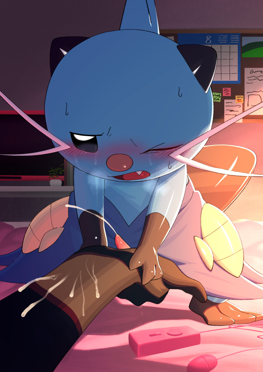 absurd_res blue_body blush dewott erection genitals hi_res katahane3 male mammal mustelid nintendo penis pokémon_(species) pokemon pokemon_(species) pokemon_only video_games