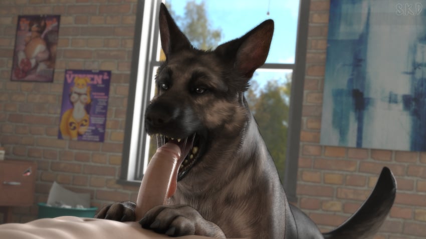 3d_(artwork) absurd_res ambiguous_gender bethesda_softworks bodily_fluids brown_eyes canid canine canis digital_media_(artwork) dogmeat domestic_dog duo fallout fellatio fellatio_from_feral feral genitals german_shepherd herding_dog hi_res human human_on_feral interspecies licking male male_on_feral mammal oral pastoral_dog penile penis s.k.d saliva saliva_on_tongue saliva_string sex snow_kitsune tongue tongue_out uncensored video_games zoophilia