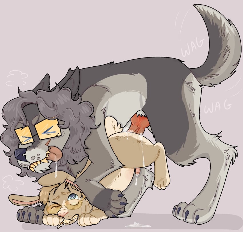 anal anal_sex bunny bunny_boy canid canine canis crying cum cum_in_pussy drooling female feral feral_on_feral feral_only feral_penetrating_feral furry gay_furry glasses interspecies knot male penis pussy rabbit size_difference size_fetish werewolf wolf wolf_boy