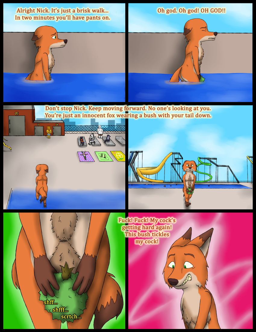 absurd_res amusement_park anthro ass big_butt body_hair canid canine canis cervid chest_hair clothing comic covering covering_butt covering_crotch covering_penis covering_self disney embarrassed embarrassed_nude_male erect felid female fox gerryseinfeld giraffe giraffid group hi_res lion male mammal nervous nick_wilde nude one-piece_swimsuit pantherine polar_bear pubes public public_nudity scared slide streaking swimming_pool swimming_trunks swimwear tickling unwanted_erection ursid ursine water_park water_slide wolf zootopia zootropolis