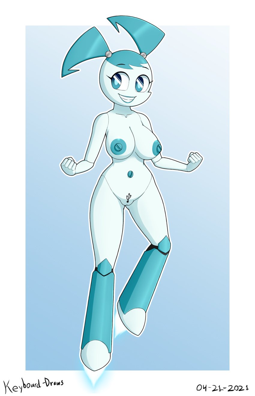 absurd_res big_breasts breasts female flying genitals gradient_background grin hi_res humanoid jenny_wakeman keyboard-draws machine my_life_as_a_teenage_robot nickelodeon not_furry nude pussy robot robot_humanoid simple_background smile solo usb xj-9