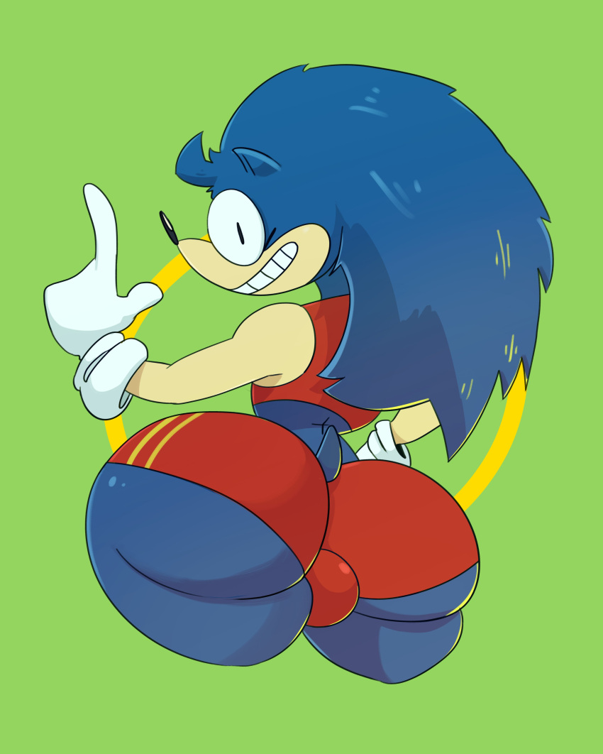 1boy anthro ass big_ass bigbun_3 blue_fur blue_hair bulge bulge_through_clothing furry large_ass looking_back looking_back_at_viewer male male_focus male_only pointing posing sega short_shorts shorts simple_background sonic_(series) sonic_the_hedgehog sonic_the_hedgehog_(series) thick_thighs thighs