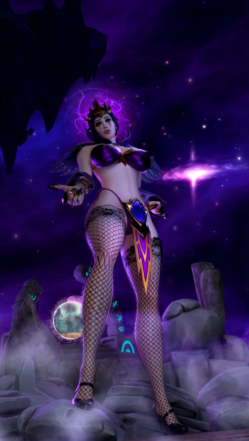 1girls 3d bellakvo big_breasts black_hair blizzard_entertainment eleonn_von_krast female female_only high_heels huge_breasts human human_(world_of_warcraft) light-skinned_female light_skin original_character skimpy skimpy_clothes solo stockings thick_thighs void_corruption_(warcraft) voluptuous voluptuous_female warcraft wide_hips world_of_warcraft