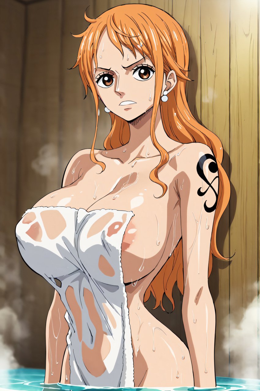 ai_generated clothing dreamoff female female_only nami_(one_piece) one_piece towel