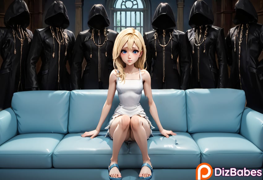 1girl 6boys ai_generated blonde_hair blue_eyes blush couch disney dizbabes faceless_male female fully_clothed fully_clothed_female imminent_gangbang kingdom_hearts looking_at_viewer meme minidress multiple_boys namine organization_xiii piper_perri_surrounded sandals sitting_on_couch square_enix stable_diffusion white_dress