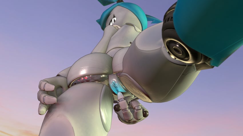 ass blue_hair jenny_wakeman low-angle_view pussy robot sfm sumieclipse thighs xj-9