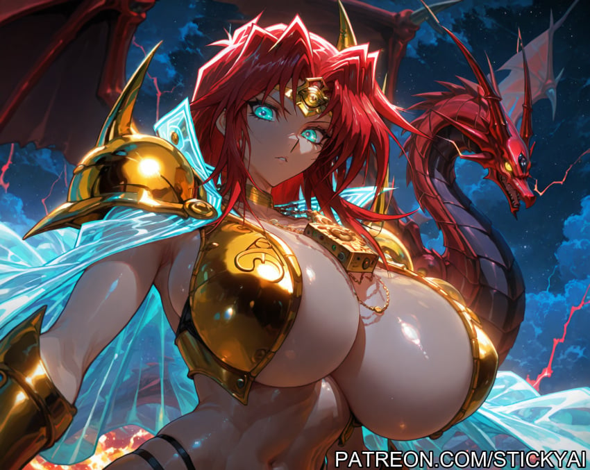 1girls ai_generated anime big_breasts blue_eyes breasts fit high_school_dxd huge_breasts nsfw red_hair rias_gremory yu-gi-oh!