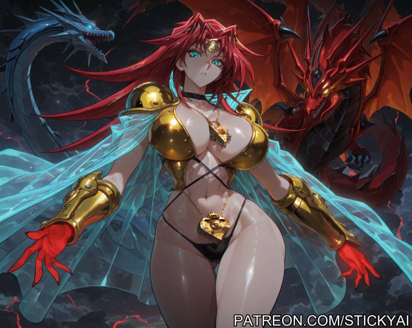 1girls ai_generated anime big_breasts blue_eyes breasts dark_background fit high_school_dxd huge_breasts nsfw red_hair rias_gremory yu-gi-oh!