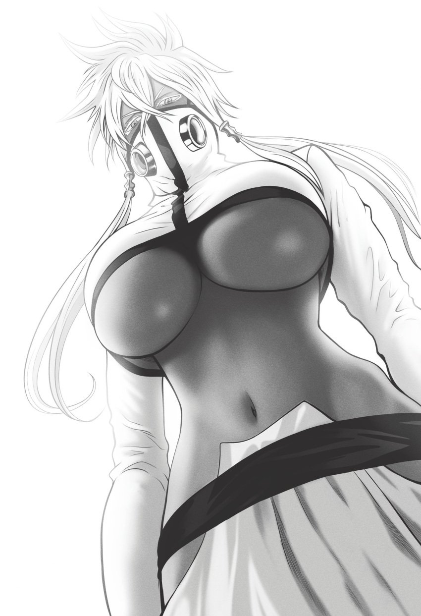 bleach dark-skinned_female fat_breasts female flat_belly large_breasts looking_down masked_female mature_female mostlybluewyatt pov solo tia_harribel