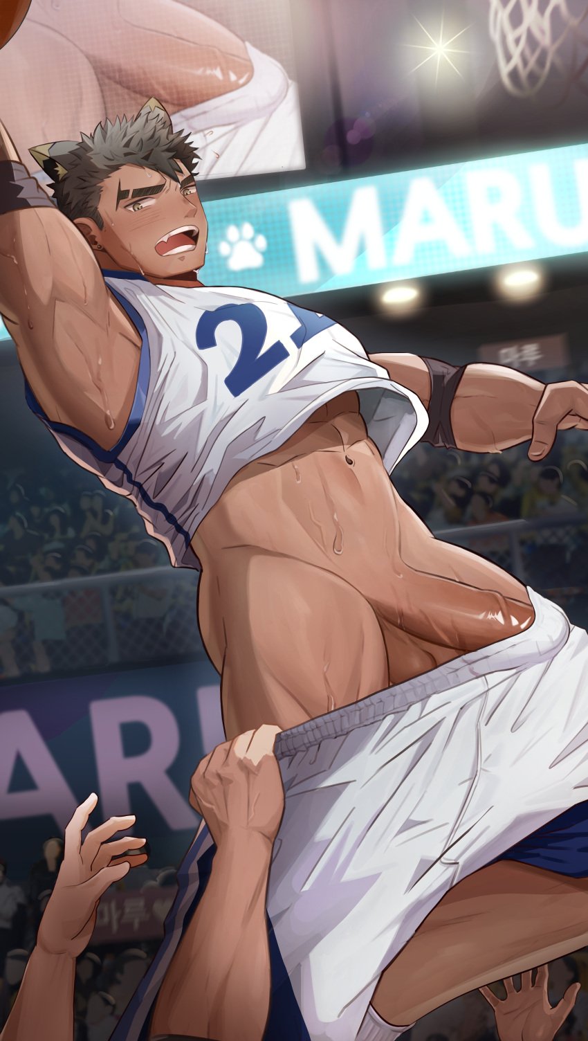 bara basketball basketball_uniform gay male male_only penis yaoi