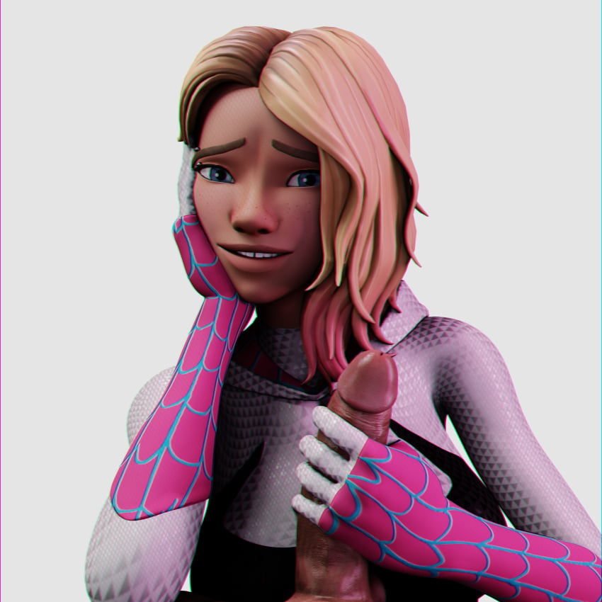 1boy 1girl 3d blonde_hair erection female greemyblend gwen_stacy handjob male marvel penis spider-gwen spider-man:_into_the_spider-verse spider-man_(series)