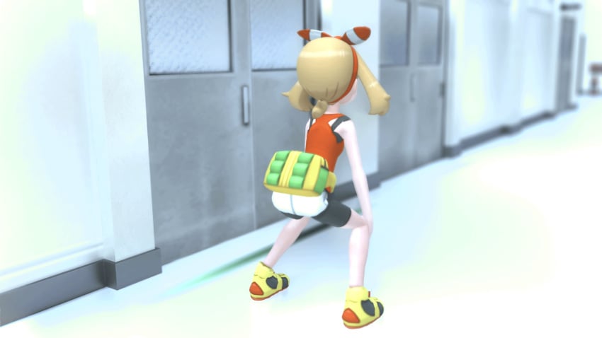 1girls 3d animated ass ass_shake gif hair_ribbon hands_on_knees human kishi may_(pokemon) may_(pokemon_oras) nintendo pokemon pokemon_oras red_hair_ribbon red_shirt ribbon shirt thighs twerking white_pants yellow_bag yellow_shoes