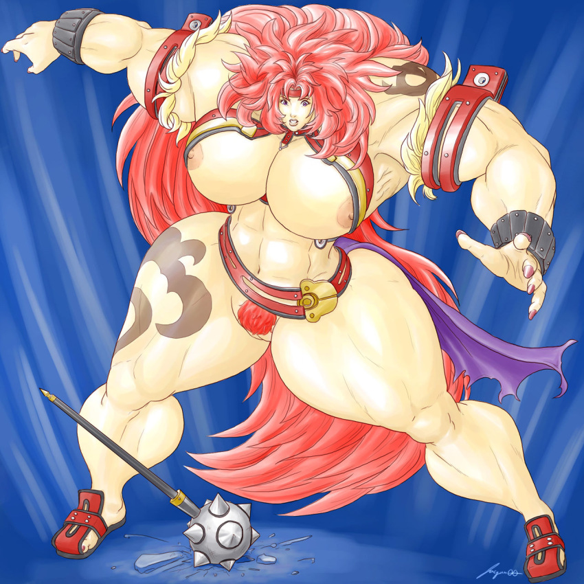 big_breasts big_hair breasts extreme_muscles hairy_pussy huge_hair jacques00 mace muscular muscular_female pussy queen's_blade risty thick_thighs wide_hips