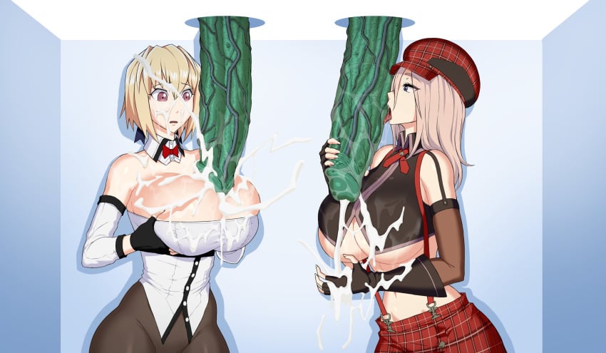 2boys 2girls alisa_ilinichina_amiella big_breasts big_penis breasts claire_victorious cum cum_on_body cum_on_breasts cum_on_face cum_on_hair cum_on_hand excessive_cum female giant_penis gigantic_penis god_eater god_eater_3 green_skin holding holding_penis huge_breasts huge_cock hyper_penis large_breasts large_penis licking licking_penis long_hair male maruzyrukun monster multiple_boys multiple_girls penis thick_penis tongue tongue_out veiny_penis