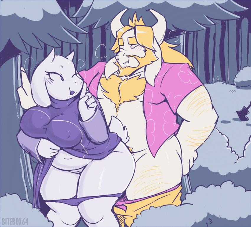 1boy 1girls 2021 anthro anthro_on_anthro anthro_only asgore_dreemurr asgoriel beard bitebox64 blep blonde_hair body_hair boss_monster bovid breasts bubble_butt caprine chest_hair chubby clothed clothed_sex clothing clothing_lift crown dress dress_lift duo enhibitionism facial_hair female female_anthro floppy_ears from_behind_position front_view furry furry_female furry_male furry_only genitals goat goat_ears goat_horns hair hi_res horn horns male male/female male_anthro mammal mature_female mature_male monster outside panties panties_down pants_down partially_clothed public public_sex purple_clothing purple_dress purple_panties purple_underwear pussy sex stealth_sex thick_thighs thong thong_down tongue tongue_out toriel undertale undertale_(series) underwear underwear_down upskirt_sex video_games