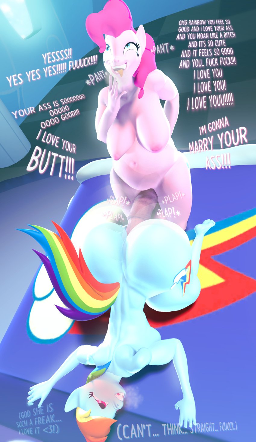 3d 3d_(artwork) ambiguous_penetration ass belly big_ass big_butt blue_body blue_eyes blush crazy crazy_eyes cutie_mark dialogue dirty_talk doggy_style english_text female friendship_is_magic futa_on_female futanari futanari_penetrating horse_penis horsecock horsecock_futanari huge_ass huge_cock lewdwithlogan love my_little_pony onomatopoeia panting pink_body pink_eyes pink_hair pinkie_pie_(mlp) plap pony rainbow_dash_(mlp) rainbow_hair sex sex_from_behind sfm source_filmmaker tail text thick_thighs tummy uncensored wide_hips