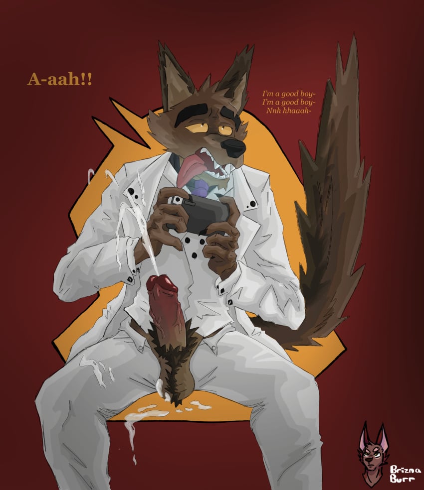 absurd_res anthro aroused balls bodily_fluids briznaburr canid canine canis clothed clothing cum cum_on_clothing cum_on_self dialogue dick_slip dreamworks ejaculation erectiond fangs genital_fluids genitals good_boy hands-free hi_res light male male_only mammal markings mohawk mr._wolf_(the_bad_guys) orange_eyes partially_clothed penis phone prick_ears pubes shaded shocked solo spontaneous_ejaculation spontaneous_erection tail tail_markings tail_motion teeth tongue tongue_out twitter uncensored vein veiny_penis white_suit wide_eyed wolf