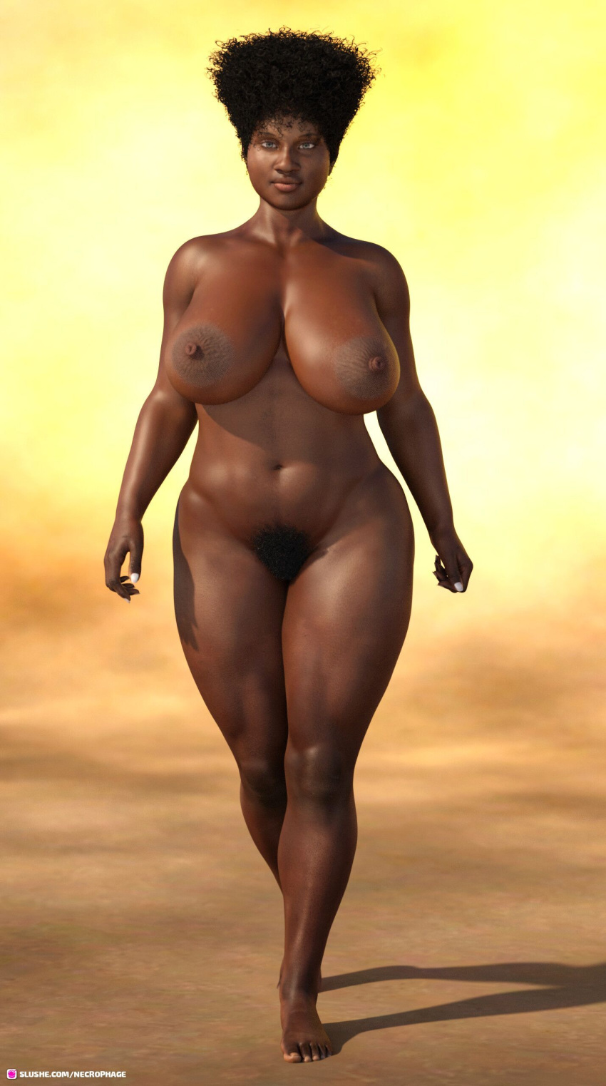 1girls 3d african african_female black black_female black_hair black_only black_pubic_hair dark-skinned_female dark_skin ebony ebony_female female female_only huge_breasts necrophage nude nude_female pinup pubic_hair simple_background slushe_(website) solo solo_female standing very_dark-skinned_female very_dark_skin wide_hips