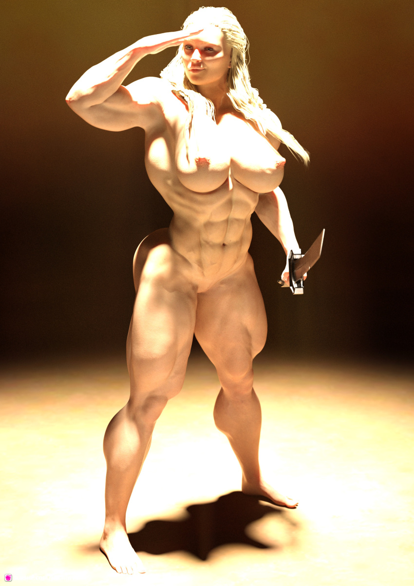 1girls 3d abs blonde_hair extreme_muscles female female_only huge_breasts long_hair muscular muscular_female necrophage nude nude_female pinup simple_background slushe_(website) solo solo_female standing veiny veiny_arms veiny_legs veiny_muscles