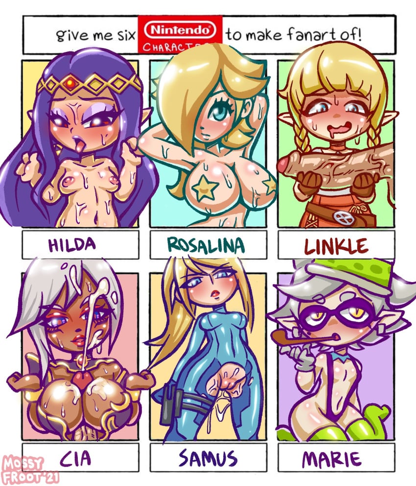 a_link_between_worlds areolae blonde_hair blue_eyes blush braided_twintails breasts cia_(the_legend_of_zelda) cleavage clothed_paizuri cock_hungry cock_shock crossover cum cum_on_breasts cum_on_face cum_on_hair cumshot dark-skinned_female dark_skin drooling facial huge_cock hyrule_warriors inkling large_breasts light-skinned_female light_skin linkle makeup marie_(splatoon) mario_(series) medium_breasts metroid mossyfroot nipples no_panties paizuri pasties penis penis_awe princess_hilda princess_rosalina purple_eyes purple_hair pussy pussy_cutout pussy_juice_drip red_eyes samus_aran sling_bikini small_breasts smoking_pipe splatoon super_mario_galaxy sweat text the_legend_of_zelda tongue tongue_out torn_clothes uncensored wet white_hair yellow_eyes