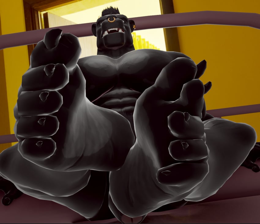 5_toes anthro barefoot feet foot_focus genitals humanoid_feet latex_skin male male_foot_fetish male_only maxwellshiba penis solo toes ubzerd_(character) xiel_milano(artist)