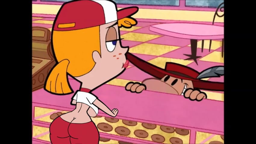 1boy 1girls ass_cleavage big_nose billy_(billy_and_mandy) butt_crack cartoon_network curvy diklonius edit female huge_breasts huge_butt male orange_hair pink_lipstick the_grim_adventures_of_billy_and_mandy thick_thighs tight_clothing