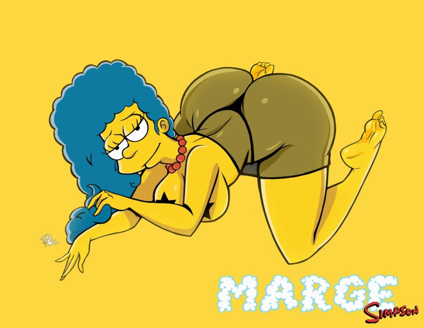 ass big_ass big_breasts breasts clothed feet female female_only lingerie looking_at_viewer marge_simpson solo terryalec the_simpsons