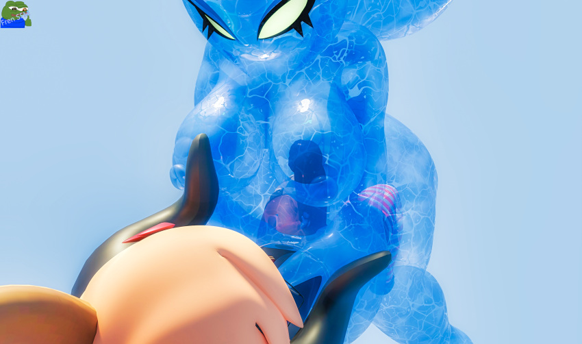 3d blender chaos_(sonic) dark-skinned_futanari dark_skin frensfm futanari genderswap_(mtf) monster_girl rule_63 sonic_(series) transparent_body