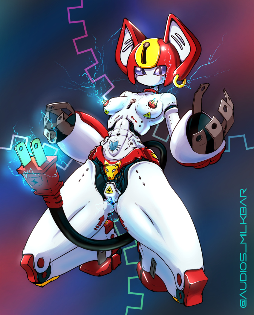 1girls boobs breasts cat_ears claws electrical_plug_tail electricity female female_only medabots medarot medium_breasts mouthless nipples peppercat pussy red_areola robot robot_girl solo solo_female tail thick_thighs tits vagina white_body