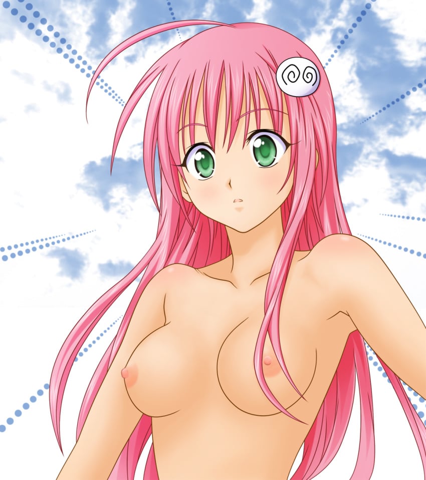 breasts green_eyes highres lala_satalin_deviluke nipples nude peke pink_hair to_love-ru