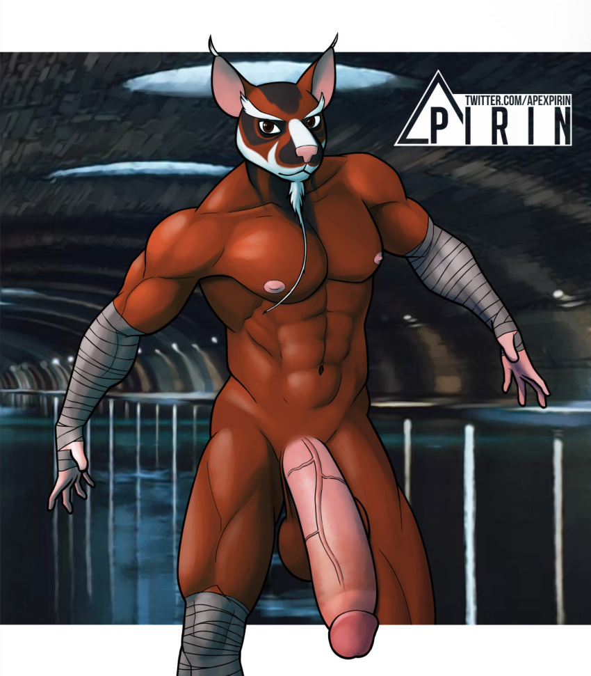 anthro arm_wraps brown_eyes circumcised fur genitals hi_res leg_wrap male male_only mammal manly master_splinter murid murine nipples nude penis pink_nose pirin-apex rat rodent solo standing teenage_mutant_ninja_turtles vein veiny_penis wraps