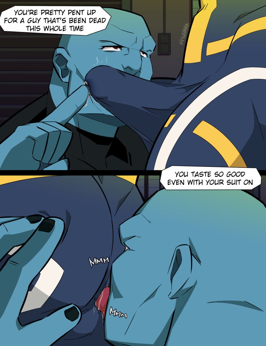 3_boys balls bara boner bulge dilf english_text erection erection_under_clothes gay gay_rimjob invincible invincible_(comics) male male/male male_only mauler_twins muscles muscular penis precum_through_clothing rimming_through_clothing the_immortal vvulfbara yaoi