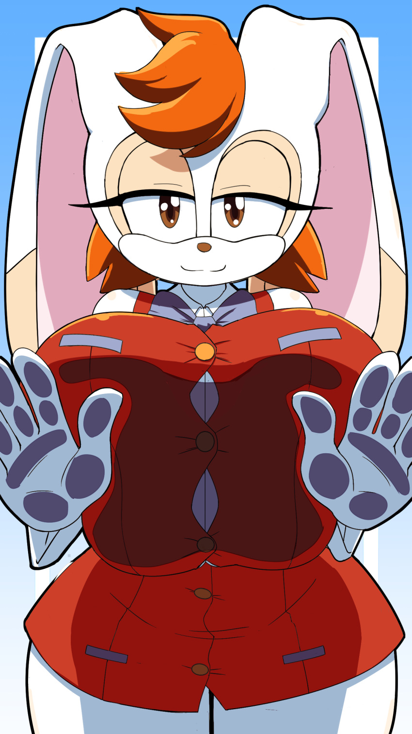 1girls 4th_wall_breaking breast brown_eyes bunny button_shirt female female_focus female_only hand_on_glass hands_on_glass kojiro-brushard lagomorph lagomorph_humanoid large_breasts phone_wallpaper rabbit red_hair sega sonic_(series) sonic_the_hedgehog_(series) sugar_the_rabbit thick_thighs thighs white_fur