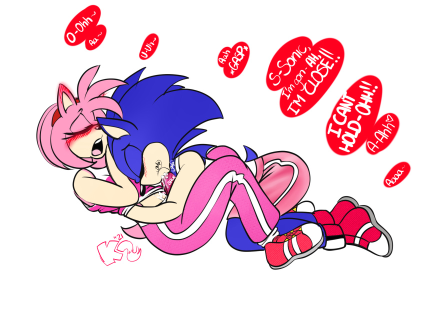 accessory amy_rose anthro athletic blush bodily_fluids bulge_suck closed_eyes clothed clothed_sex clothing cum cum_in_mouth cum_inside cum_through_clothes cum_through_clothing dialogue eulipotyphlan fellatio footwear futanari genital_fluids headband hedgehog hi_res intersex intersex/male kitsu_(artist) male mammal oral penile pink_clothing sega sex shoes simple_background sonic_(series) sonic_the_hedgehog sonic_the_hedgehog_(series) sportswear through_clothing watermark wet wet. wet_clothing white_background